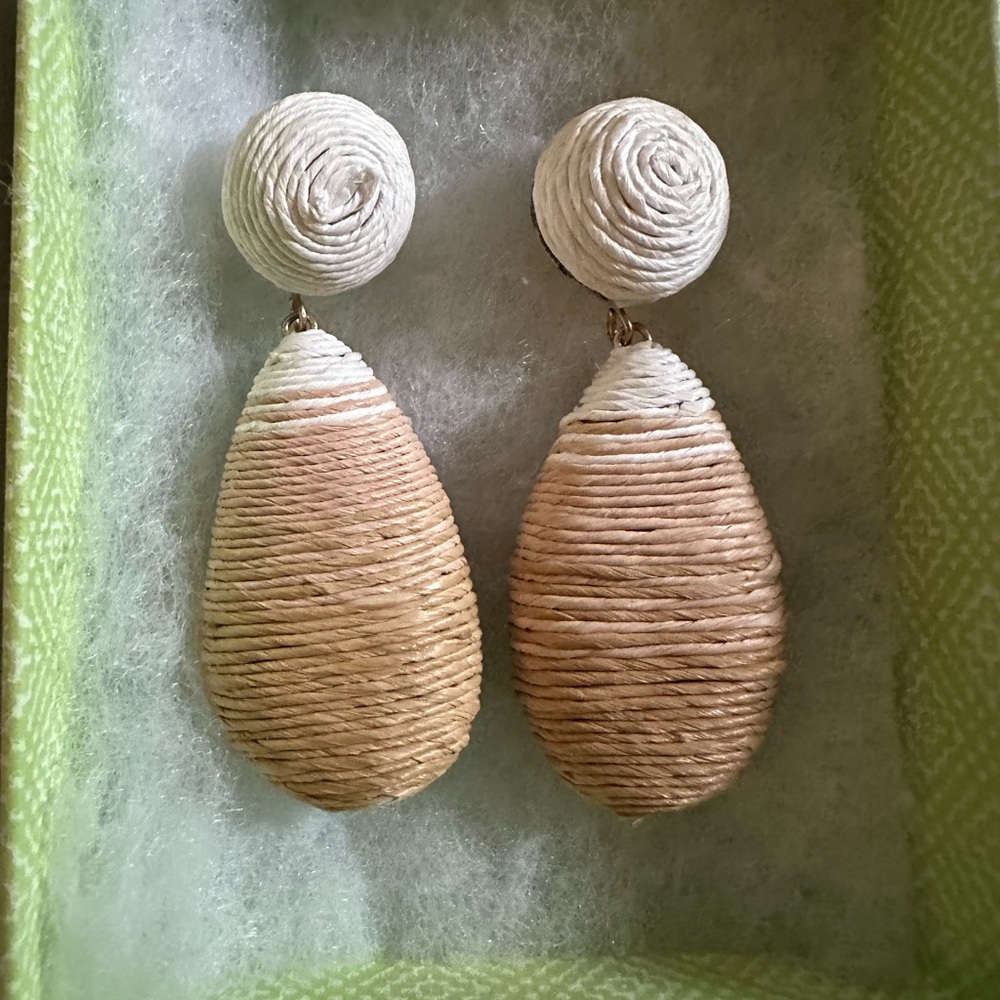 Elegant Cream and Tan Drop Earrings